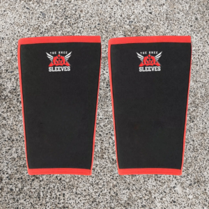 Pro 7mm Black & Red Trim Neoprene Iron Bull Strength Knee Sleeves