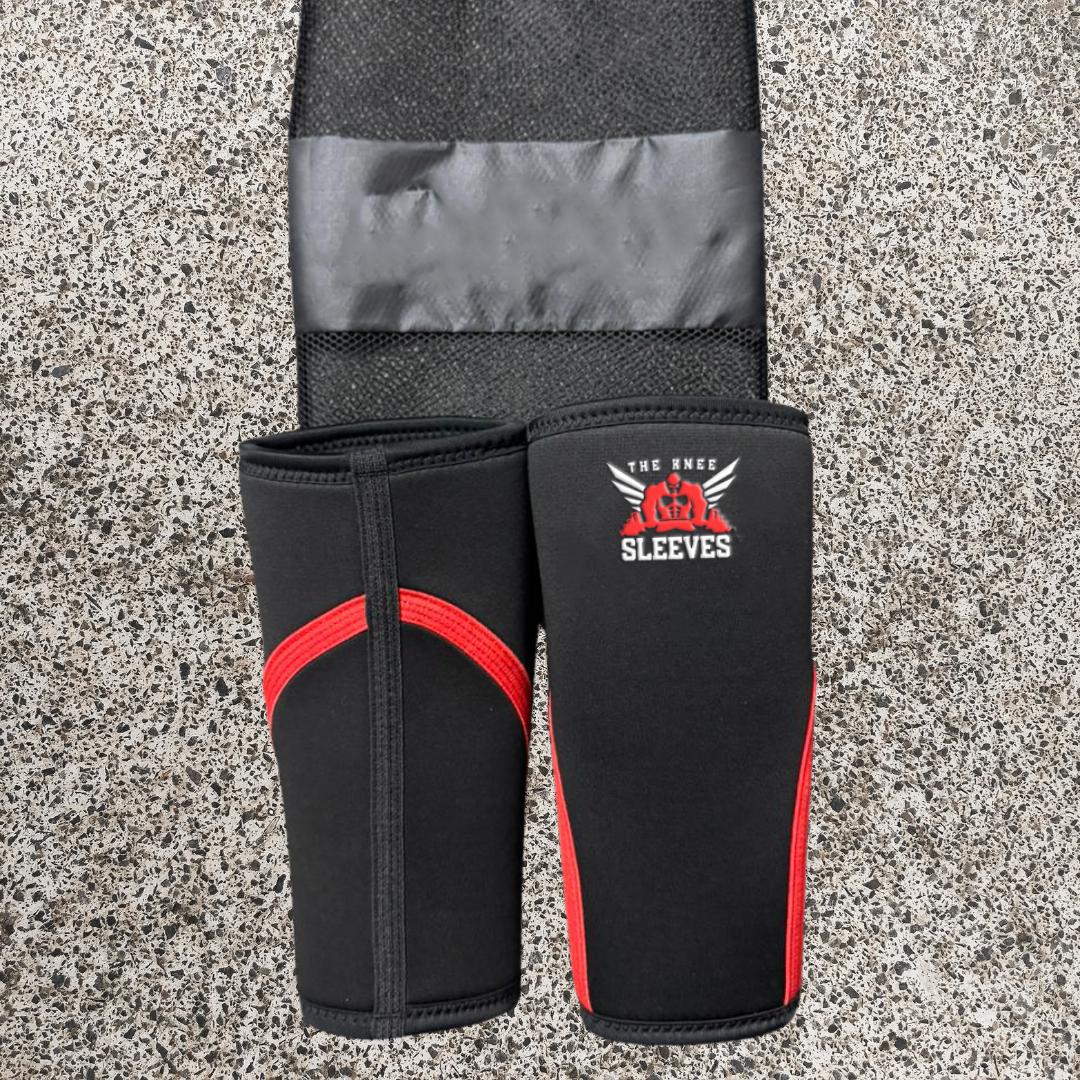 KS-PRO-C7 – Custom Logo 7MM Neoprene Knee Sleeves for Compression Support & Gym Training – Black/Red