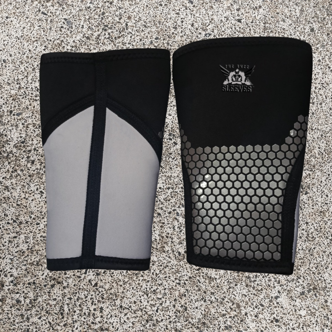 KS-HELIX-7 – Helix Pro 7MM Neoprene Knee Sleeves for Powerlifting & Squats – Black/Grey